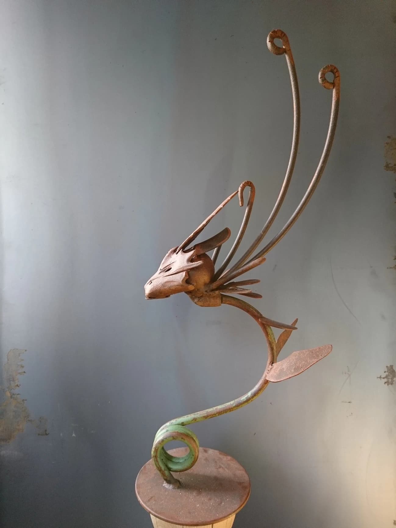 Sculpture métal dragon fougère n°1